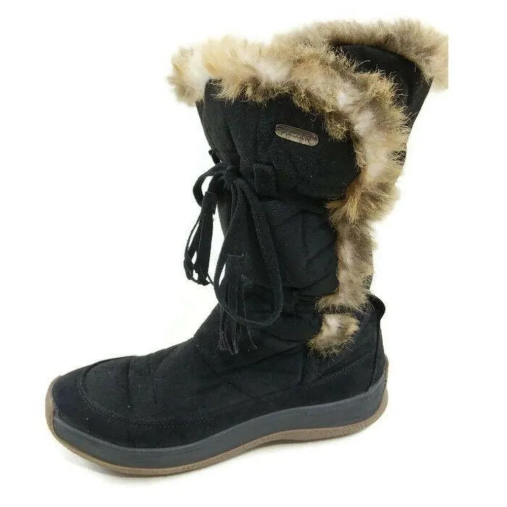 Pajar Winter Boots Womens US 7 7.5 EUR‎ 38 Black Mid Calf Fur Lined